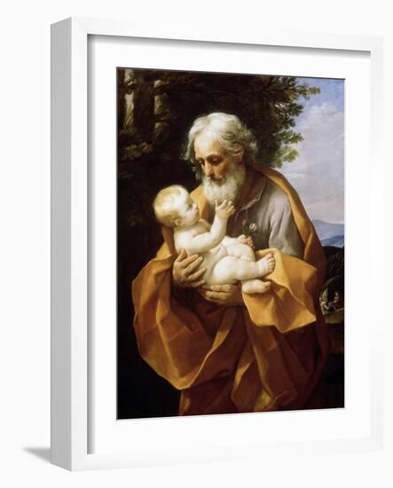 Saint Joseph with Infant Christ, 1620S-Guido Reni-Framed Premium Giclee Print