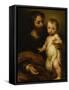 Saint Joseph with Jesus-Bartolome Esteban Murillo-Framed Stretched Canvas