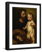 Saint Joseph with Jesus-Bartolome Esteban Murillo-Framed Premium Giclee Print