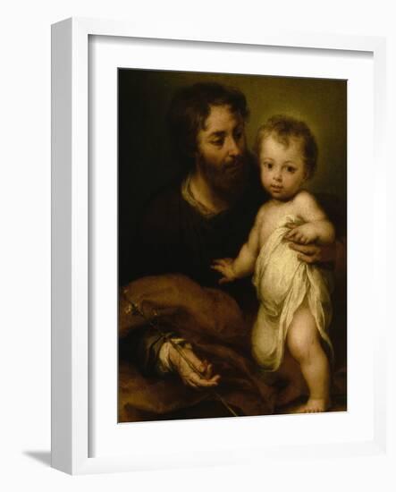 Saint Joseph with Jesus-Bartolome Esteban Murillo-Framed Premium Giclee Print