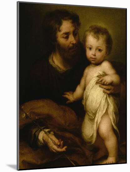 Saint Joseph with Jesus-Bartolome Esteban Murillo-Mounted Giclee Print