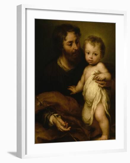 Saint Joseph with Jesus-Bartolome Esteban Murillo-Framed Giclee Print