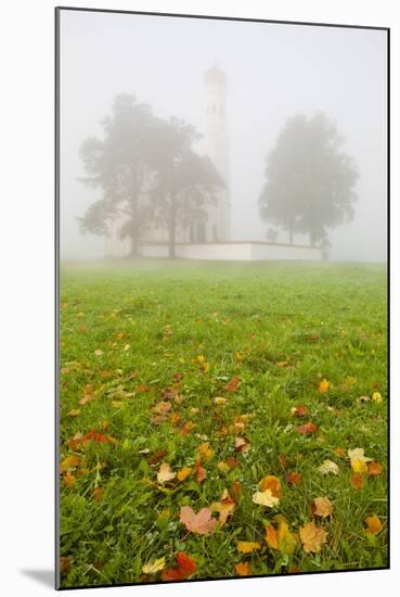 Saint Koloman Church in Fog, Near Fussen, Bavaria, Germany, Europe-Miles Ertman-Mounted Photographic Print