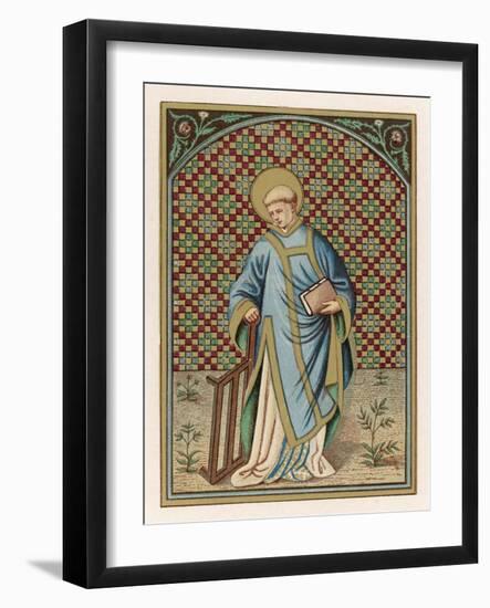 Saint Laurence of Rome Depicted with the Grid on Which He Will Soon be Martyred-null-Framed Art Print