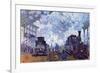 Saint Lazare Station in Paris, Arrival of a Train-Claude Monet-Framed Art Print