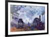 Saint Lazare Station in Paris, Arrival of a Train-Claude Monet-Framed Art Print