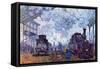 Saint Lazare Station in Paris, Arrival of a Train-Claude Monet-Framed Stretched Canvas