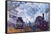 Saint Lazare Station in Paris, Arrival of a Train-Claude Monet-Framed Stretched Canvas