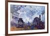 Saint Lazare Station in Paris, Arrival of a Train-Claude Monet-Framed Premium Giclee Print