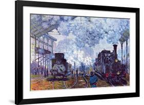 Saint Lazare Station in Paris, Arrival of a Train-Claude Monet-Framed Premium Giclee Print