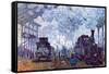 Saint Lazare Station in Paris, Arrival of a Train-Claude Monet-Framed Stretched Canvas