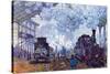 Saint Lazare Station In Paris, Arrival of a Train-Claude Monet-Stretched Canvas