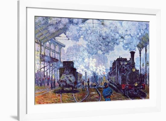 Saint Lazare Station In Paris, Arrival of a Train-Claude Monet-Framed Art Print