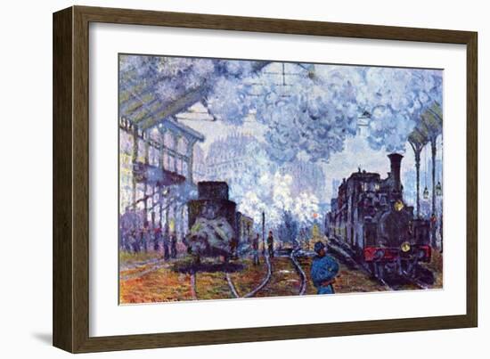 Saint Lazare Station In Paris, Arrival of a Train-Claude Monet-Framed Art Print