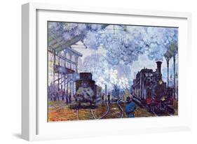 Saint Lazare Station In Paris, Arrival of a Train-Claude Monet-Framed Art Print