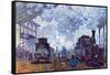 Saint Lazare Station In Paris, Arrival of a Train-Claude Monet-Framed Stretched Canvas