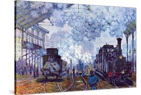 Saint Lazare Station In Paris, Arrival of a Train-Claude Monet-Stretched Canvas