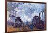 Saint Lazare Station In Paris, Arrival of a Train-Claude Monet-Framed Art Print