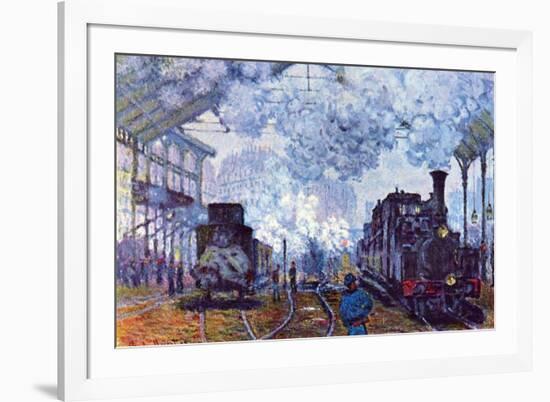 Saint Lazare Station In Paris, Arrival of a Train-Claude Monet-Framed Premium Giclee Print