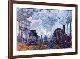 Saint Lazare Station In Paris, Arrival of a Train-Claude Monet-Framed Premium Giclee Print