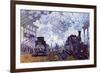 Saint Lazare Station In Paris, Arrival of a Train-Claude Monet-Framed Art Print