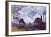 Saint Lazare Station In Paris, Arrival of a Train-Claude Monet-Framed Art Print