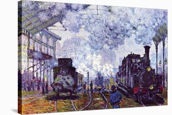 Saint Lazare Station In Paris, Arrival of a Train-Claude Monet-Stretched Canvas