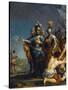 Saint Louis Departing for the Crusade Par Antonio Gionima (1697-1732) - Oil on Copper, 45X35,8 - Pr-Antonio Gionima-Stretched Canvas