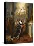 Saint Louis déposant la couronne d'épines dans la Sainte Chapelle de Paris en 1248-Charles Thevenin-Stretched Canvas