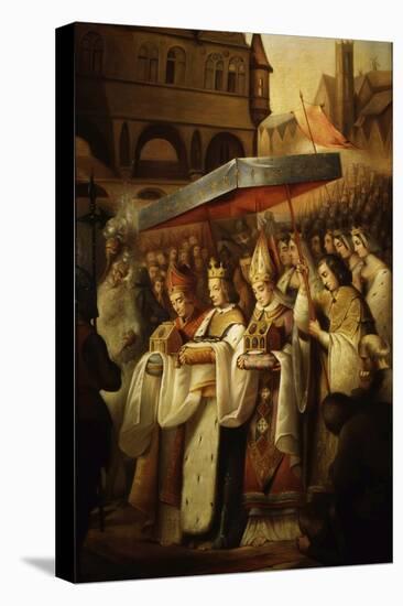 Saint Louis IX, 1214-70 King of France, Carrying Holy Relics to the Sainte Chapelle, Paris-Claude Jacquand-Stretched Canvas