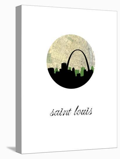 Saint Louis Map Skyline-Paperfinch 0-Stretched Canvas