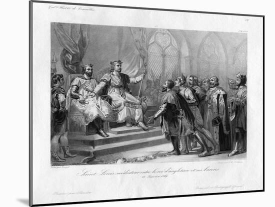 Saint Louis Mediating Between the King of England and His Barons Engraving-Jean-Mathias Fontaine-Mounted Giclee Print