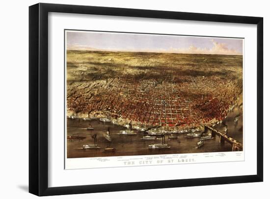 Saint Louis, Missouri - Panoramic Map-Lantern Press-Framed Art Print