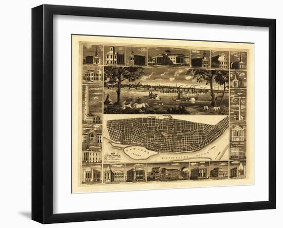 Saint Louis, Missouri - Panoramic Map-Lantern Press-Framed Art Print