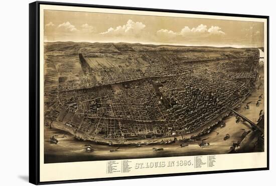 Saint Louis, Missouri - Panoramic Map-Lantern Press-Framed Stretched Canvas