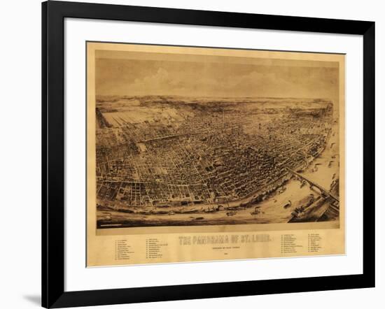 Saint Louis, Missouri - Panoramic Map-Lantern Press-Framed Art Print