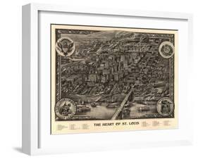 Saint Louis, Missouri - Panoramic Map-Lantern Press-Framed Art Print