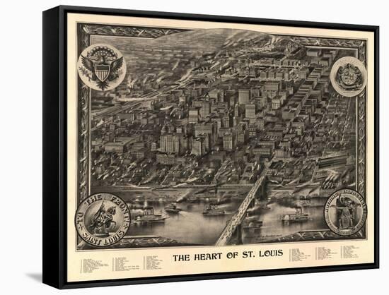 Saint Louis, Missouri - Panoramic Map-Lantern Press-Framed Stretched Canvas