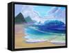 Saint Lucia Tropical Beach Scene Giant Wave and Pitons Mountains-M. Bleichner-Framed Stretched Canvas