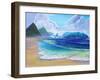 Saint Lucia Tropical Beach Scene Giant Wave and Pitons Mountains-M. Bleichner-Framed Art Print