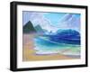 Saint Lucia Tropical Beach Scene Giant Wave and Pitons Mountains-M. Bleichner-Framed Art Print