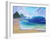 Saint Lucia Tropical Beach Scene Giant Wave and Pitons Mountains-M. Bleichner-Framed Art Print