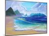 Saint Lucia Tropical Beach Scene Giant Wave and Pitons Mountains-M. Bleichner-Mounted Art Print