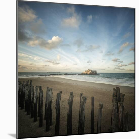 Saint Malo beach in Brittany - square-Philippe Manguin-Mounted Photographic Print