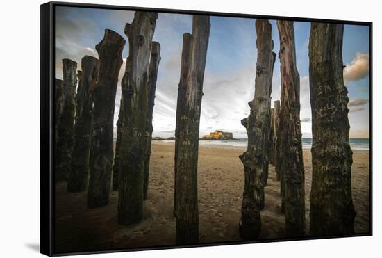 Saint malo beach-Philippe Manguin-Framed Stretched Canvas