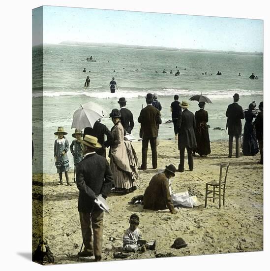 Saint-Malo (Ille-Et-Vilaine, France), View of the Beach, Circa 1870-Leon, Levy et Fils-Stretched Canvas