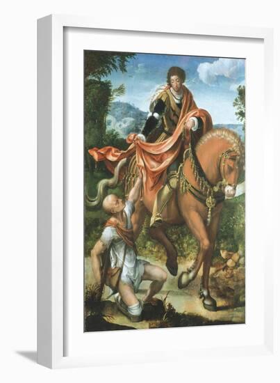 Saint Martin Dividing His Cloak-Pieter Coecke van Aelst-Framed Giclee Print