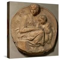 Saint Mary and child with young Saint John Baptist, " Tondo Pitti",1503. Marble,Inv.93.-Michelangelo-Stretched Canvas