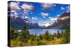 Saint Mary Lake and Wild Goose Island, Glacier National Park, Montana-Russ Bishop-Stretched Canvas