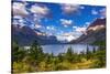 Saint Mary Lake and Wild Goose Island, Glacier National Park, Montana-Russ Bishop-Stretched Canvas